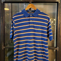 POL081 - Vintage Ralph Lauren blue White Stripe Polo Shirt Short Sleeve collared button up top #Y2K #preppy #chiefkeef