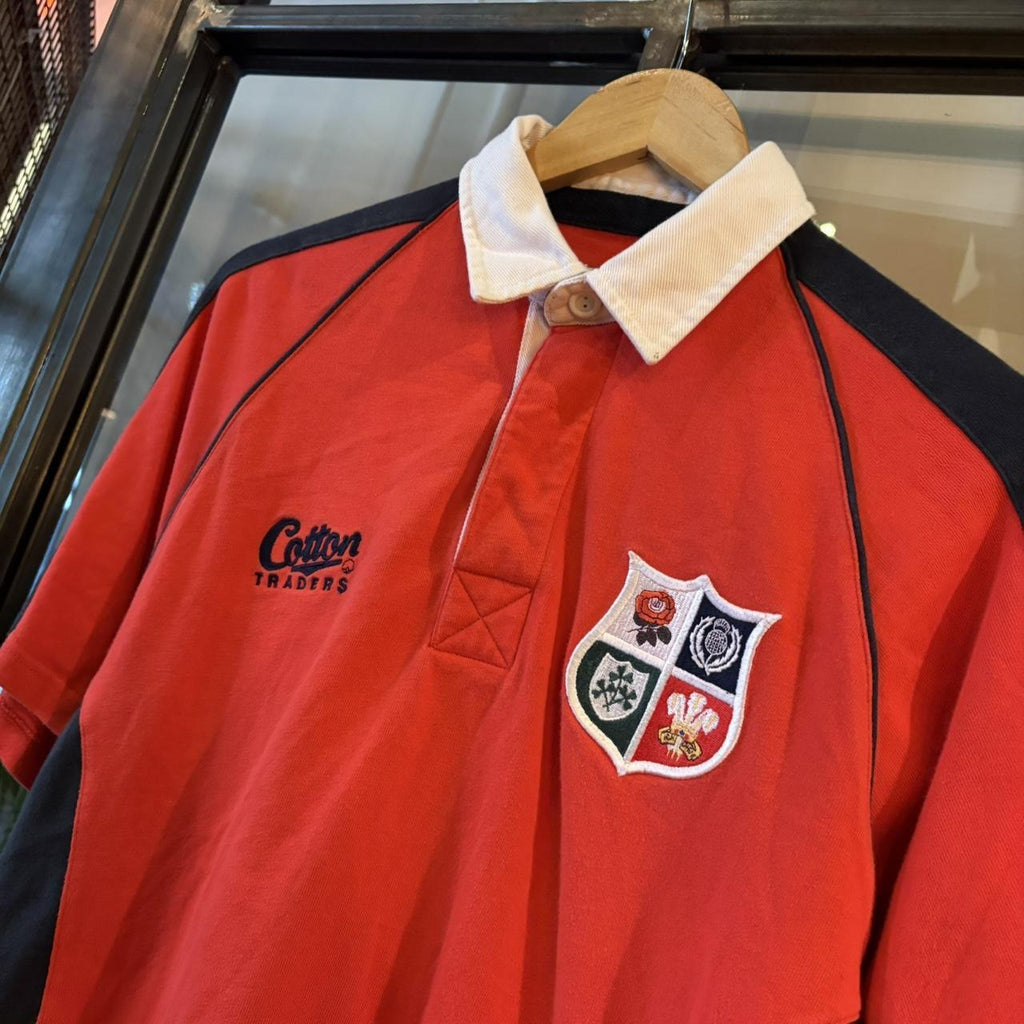 0425A26F - Vintage Retro Essential Cotton Traders 4 Nations Rugby Jersey short sleeve Collared Polo Shirt Top with number 10 print on back #rugby #jersey #fournations #sportswear