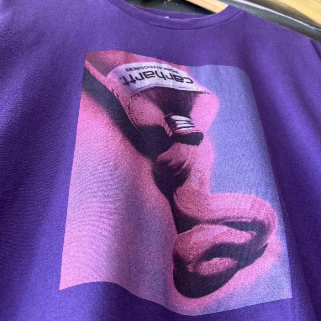 Carhartt WIP Graphic T Shirt Mens Large Purple Tee Paint Art Graphic Print Streetwear Skate Top Y2K