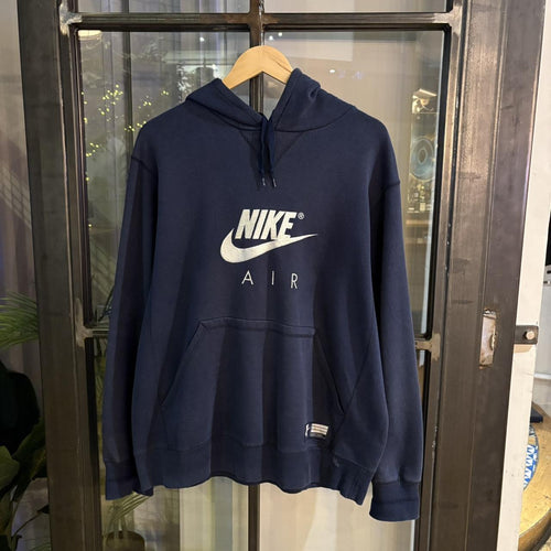 1224A29 - Vintage Retro Essential Nike Air Navy Blue Pullover Sweatshirt Hoodie #casual #hoodie #nikeair #essential