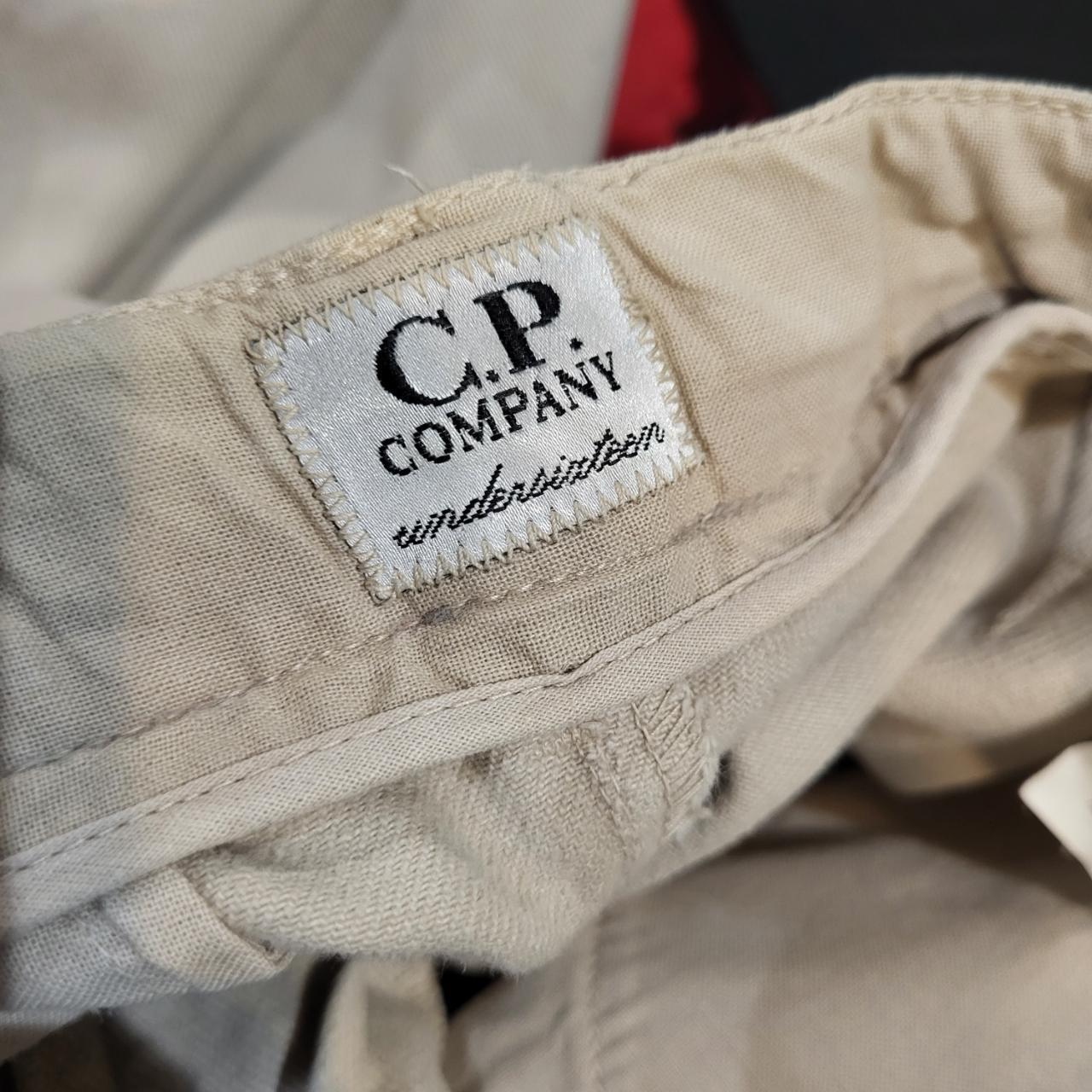 TRW283-P - Vintage retro essential C.P. Company Beige Trousers Jeans Denim pants with embroidered label casual 90s Y2K style #blokecore #cpcompany #trousers #casual #hiphop