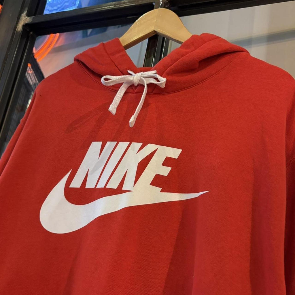 SWT698F-P - Vintage Retro Essential Red Nike Sweatshirt Hoodie with spell out swoosh print logo #90s #sportswear #essential #nike #y2k
