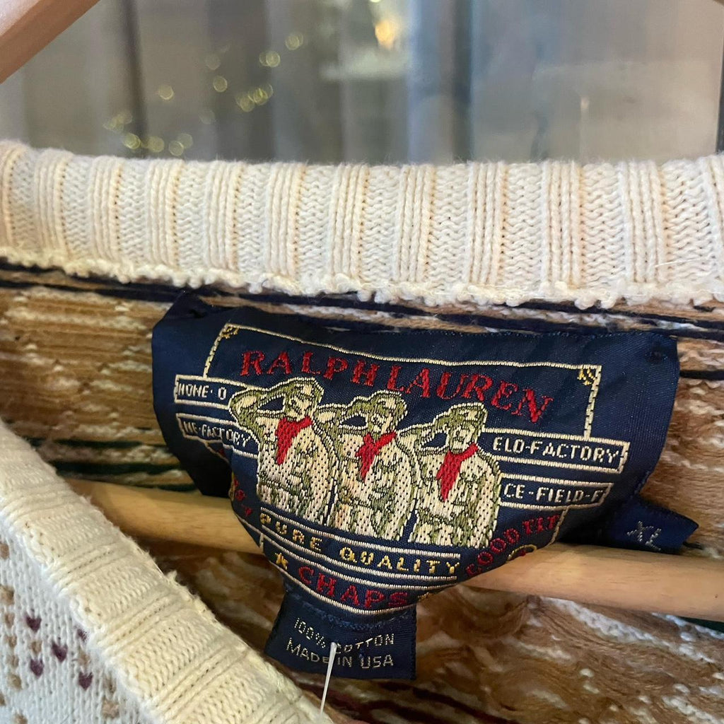 0225C86F - Vintage Retro Essential Ralph Lauren Cream patterned argyle golf grandpa cosby sweatshirt crewneck knit Jumper #ralphlauren #knitjumper #90s #grandad #knitted