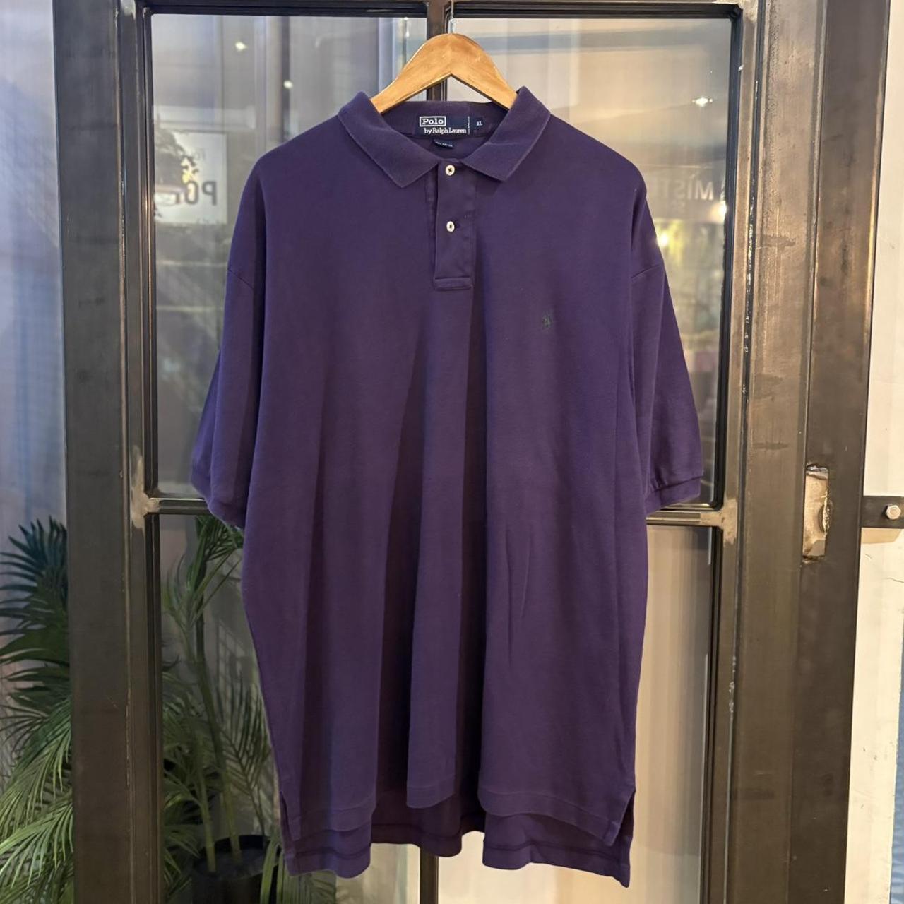 POL526F - Vintage Retro Ralph Lauren Plain Purple Polo Shirt Short Sleeve collared button up top  #Y2K #preppy #chiefkeef #oldmoney #ralphlauren