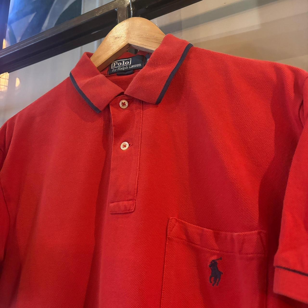 POL469F - Vintage Retro Ralph Lauren Plain Red Polo Shirt Short Sleeve collared button up top  #Y2K #preppy #chiefkeef #oldmoney #ralphlauren