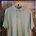 POL002 - Vintage Ralph Lauren pastel green Stripe Polo Shirt Short Sleeve collared button up top