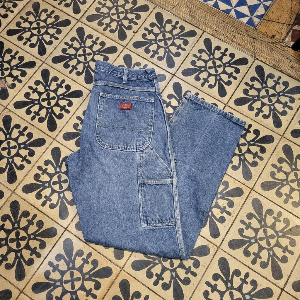 JNS214BR - Vintage retro essential Dickies Carpenter Blue Wash Denim Jeans Trousers pants #denim #dickies #carpenter #denimjeans #skater