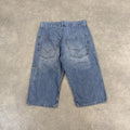 Vintage Levi’s Jorts Mens 33” Blue Wash Denim Super Long Below Knee Jean Shorts Baggy Wide Leg Skate Surf Hip Hop 00s Y2K