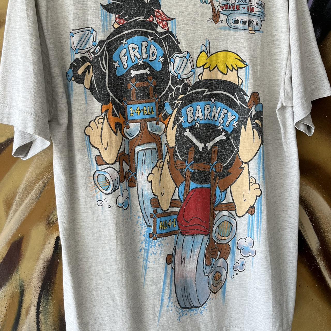 1990s Flintstones Biker AOP Graphic Tee breakthrough graphic cartoon film tv