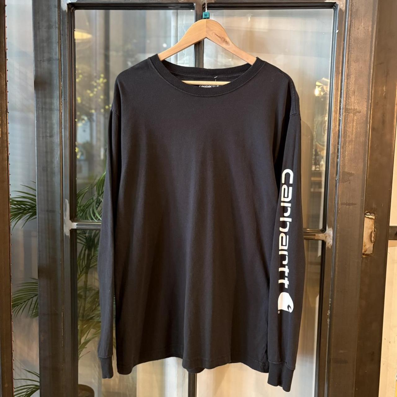 TEE520F - Vintage Retro Essential Black Carhartt Longsleeve Graphic Top Tee T-shirt with arm print logo #skater #workwear  #carhartt #y2k #longsleeve