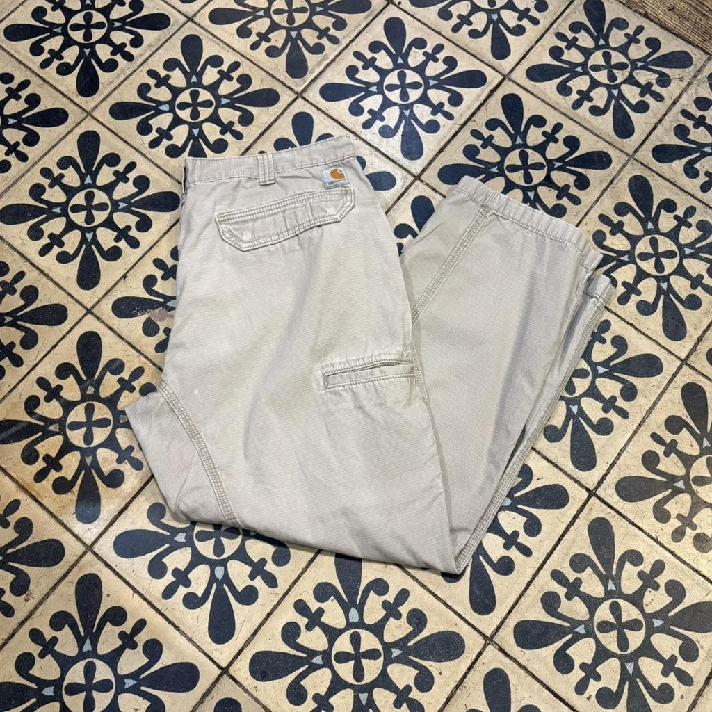 BR2401AM-F - Vintage retro essential  Beige Carhartt Ripstop Cargo Trousers pants casual workwear #skater #utility #ripstop #cargos #carhartt