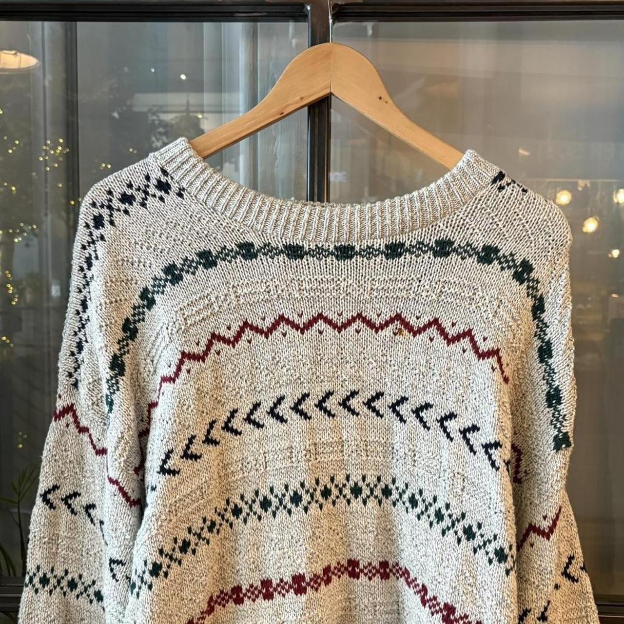 0225C84BR - Vintage Retro Essential Cream patterned argyle golf grandpa cosby sweatshirt crewneck knit Jumper #coogistyle #knitjumper #90s #grandad #knitted