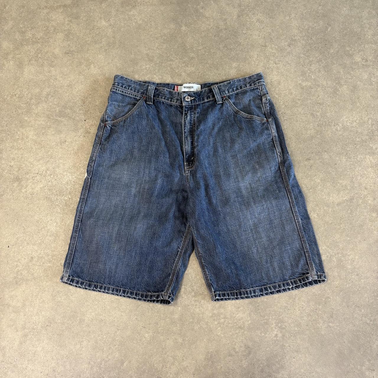Vintage Levi’s Jorts Mens 35” Blue Denim Worker Carpenter Jean Shorts Baggy Wide Leg Skate Surf Hip Hop 00s Y2K