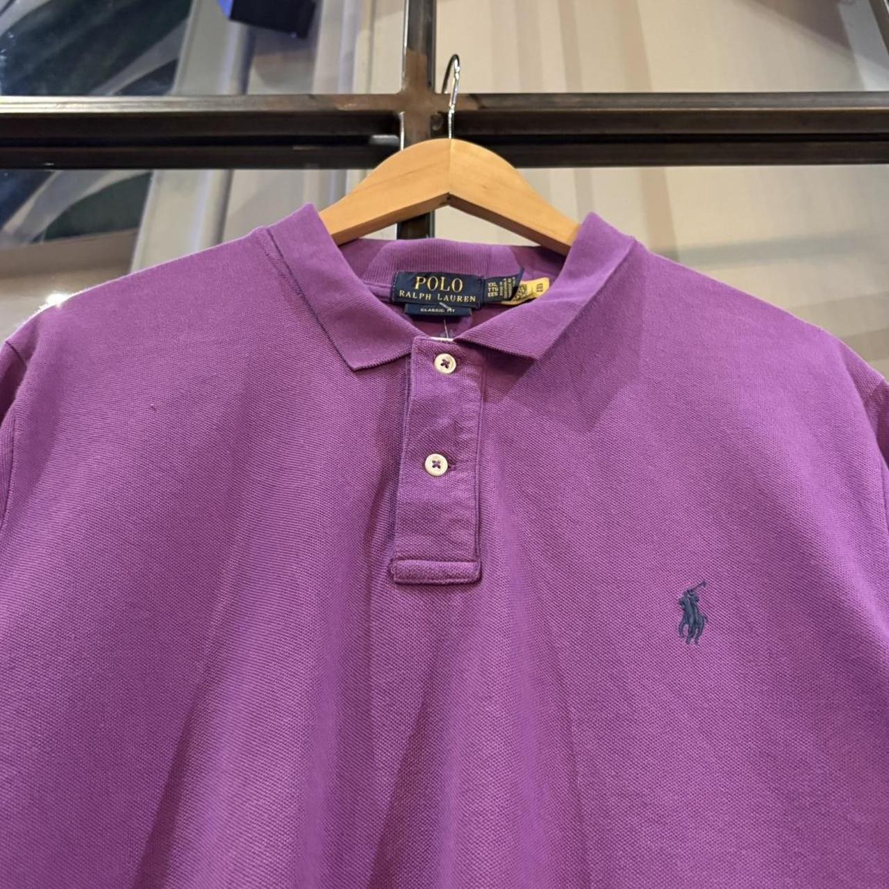 Vintage Polo Ralph Lauren Polo Shirt purple Short Sleeve Collared Custom Fit with small embroidered essential pony horse chief keef preppy 90s Y2K 2000 00s #preppy #y2k #ralphlauren  #polo #poloshirt