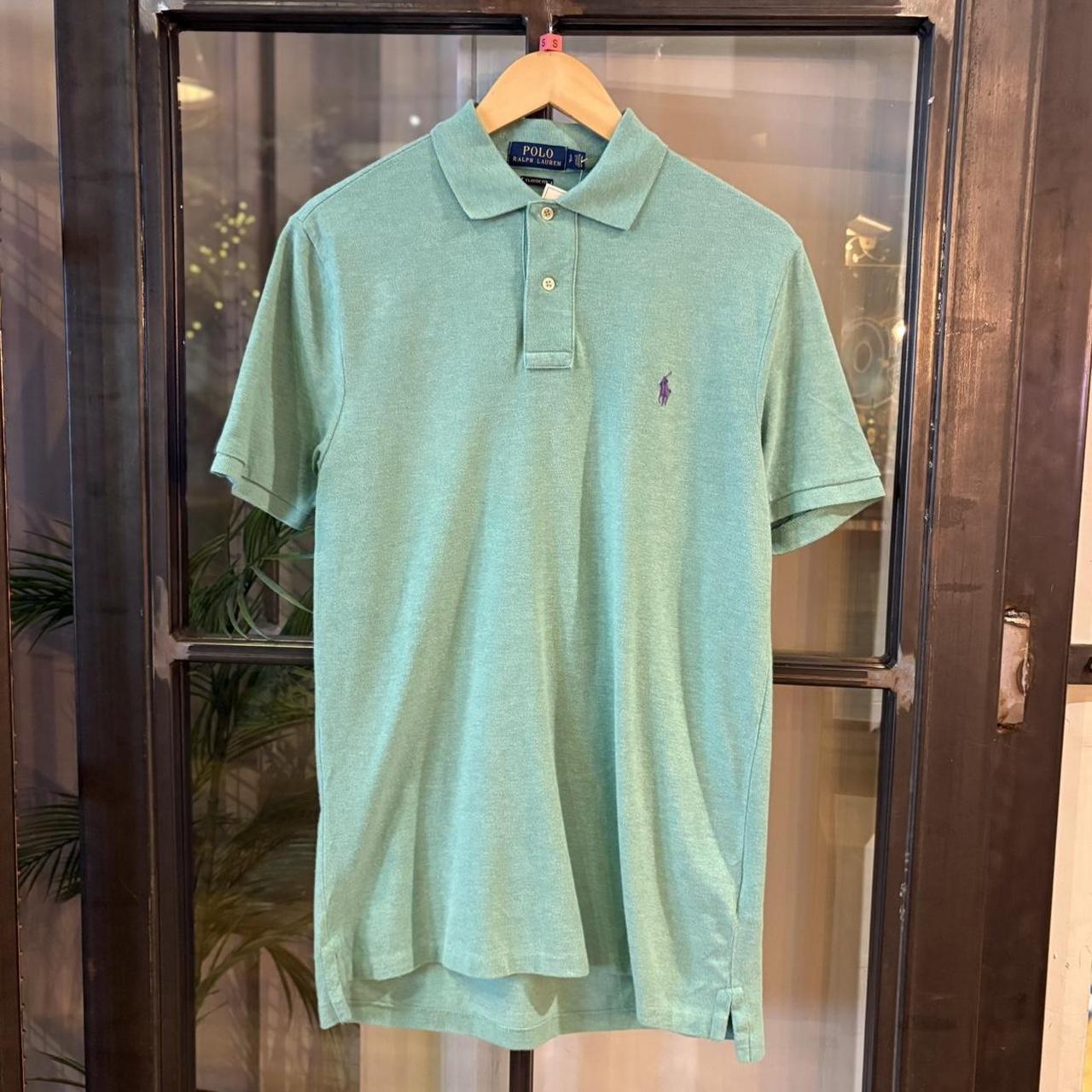 POL435F - Vintage Retro Plain Ralph Lauren Turquoise Polo Shirt Short Sleeve collared button up top  #Y2K #preppy #chiefkeef #oldmoney #ralphlauren