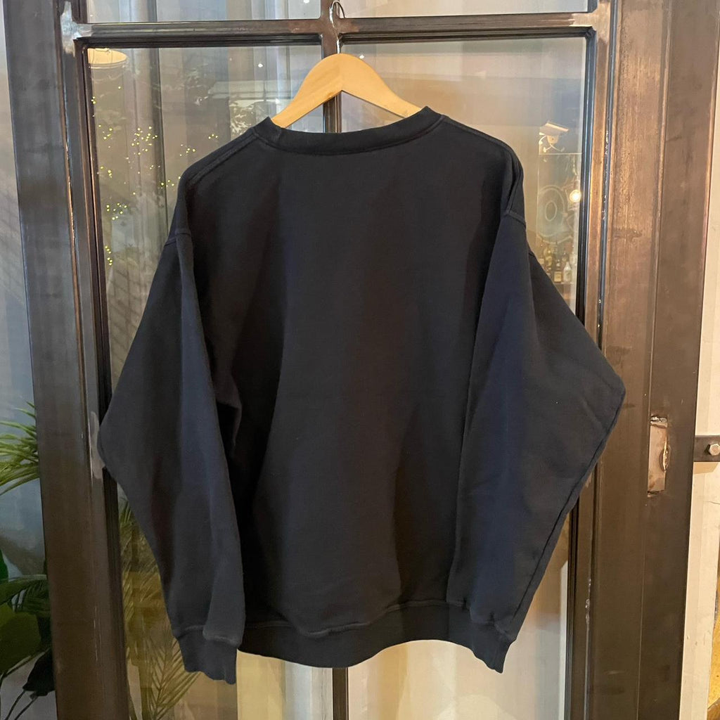 SWT547BR - Vintage Retro Essential Black Adidas Crewneck Jumper Sweatshirt with centre print logo #90s #sportswear #essential #y2k #adidas