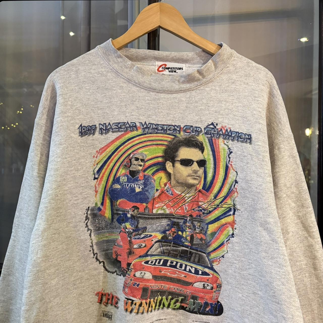SWT692F - Vintage Retro Essential Grey Nascar 1997 Winston Cup Champion Jeff Gordon Dupont Chevrolet Crewneck Jumper Sweatshirt with print logo #90s #racing #winstoncup #y2k #nascar