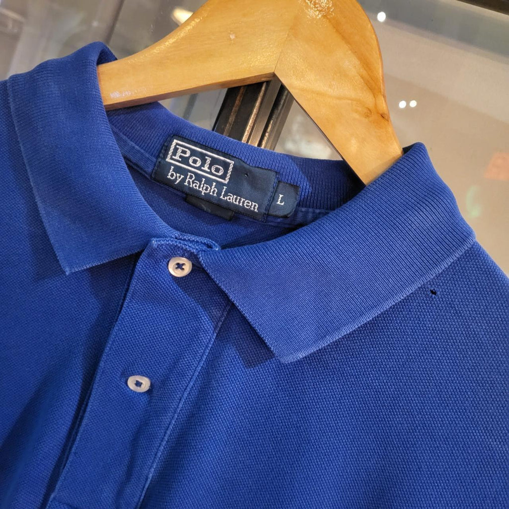 POL207 - Vintage Ralph Lauren Blue Polo Shirt Short Sleeve collared button up top #Y2K #preppy #chiefkeef #golf #oldmoney