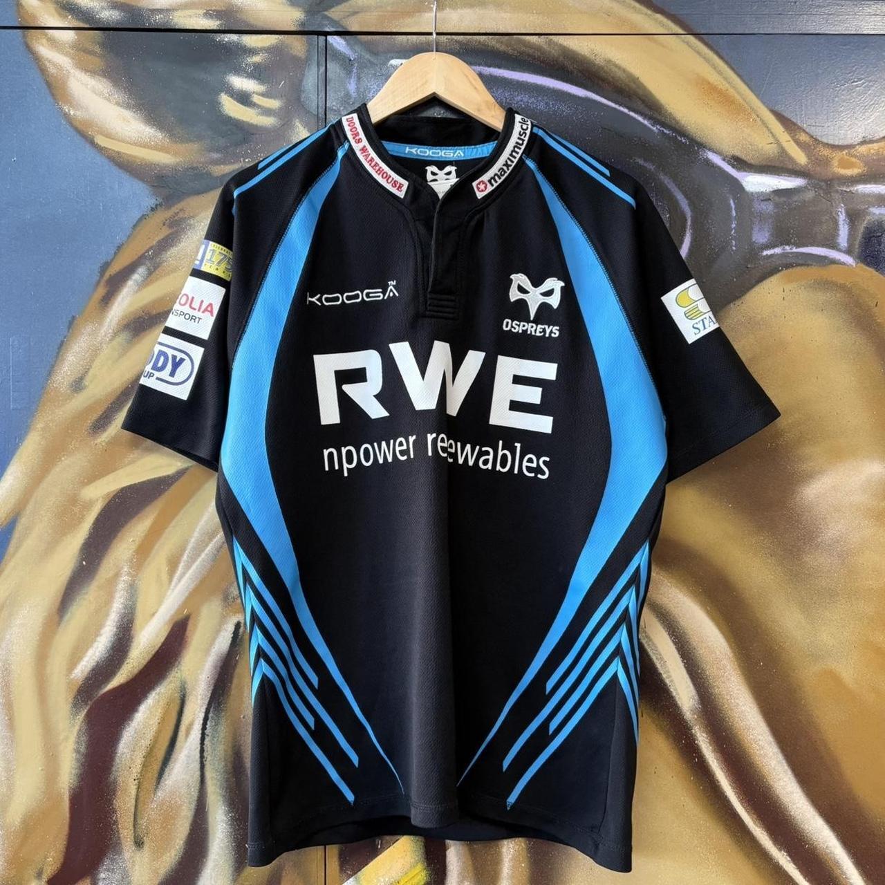 CP0404C-P - Vintage Retro Essential Collared Rugby Short Sleeve Jersey Shirt top  with embroidered logo  and printed sponsorships #sportswear #rugby #activewear #jersey #ospreys