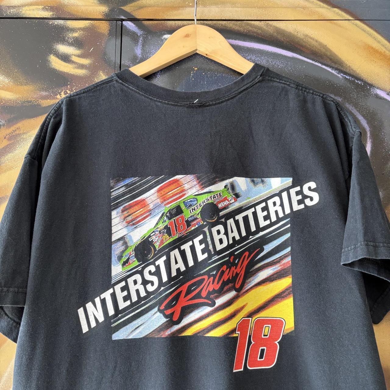 Vintage Interstate Barteries T Shirt Mens XL Black Racing 18 Nascar Graphic Print Top Tee T-shirt 90s Y2K 00s