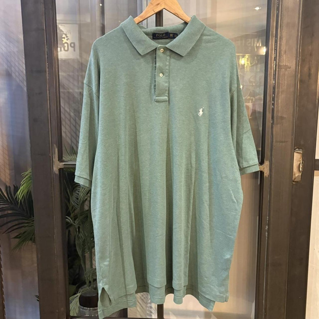 BR1912ADD-F - Vintage Retro Ralph Lauren Plain Green Polo Shirt Short Sleeve collared button up top  #Y2K #preppy #chiefkeef #oldmoney #ralphlauren