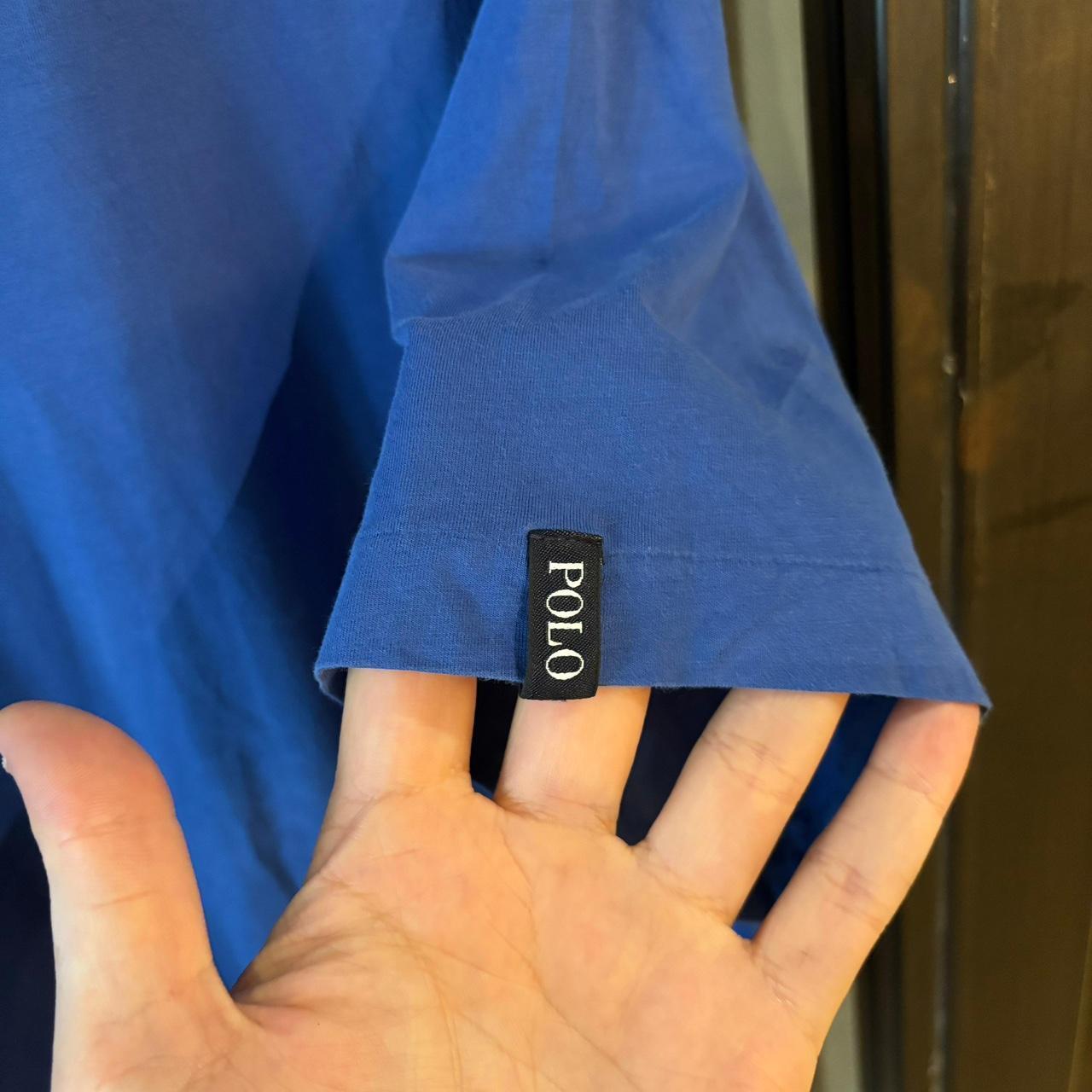 POL492F - Vintage Retro Ralph Lauren Blue Polo Shirt Short Sleeve collared button up top  #Y2K #preppy #chiefkeef #oldmoney #ralphlauren