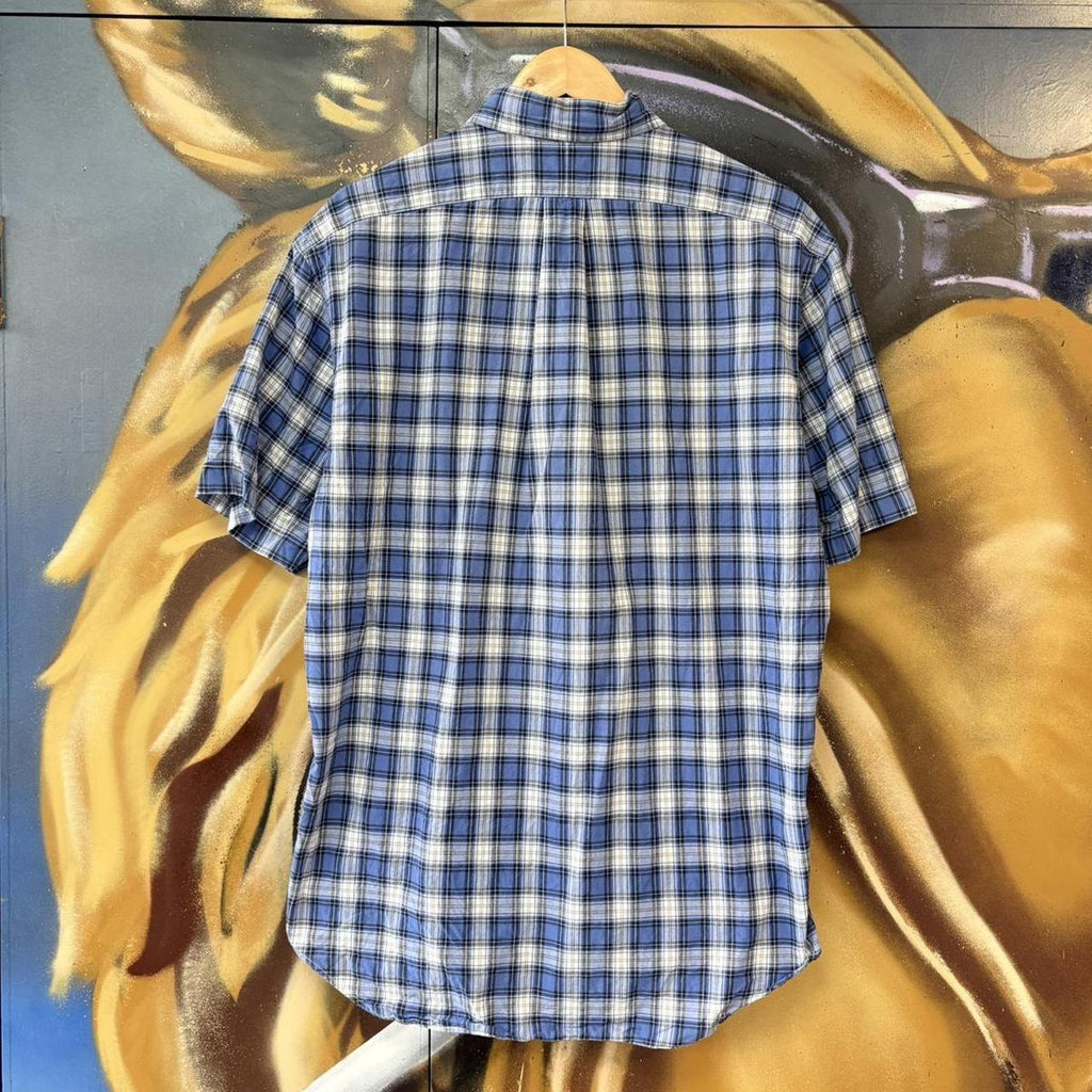 Vintage Ralph Lauren Blue Check Short Sleeve collared button up polo shirt top #Y2K #preppy #chiefkeef #smartcasual #oldmoney
