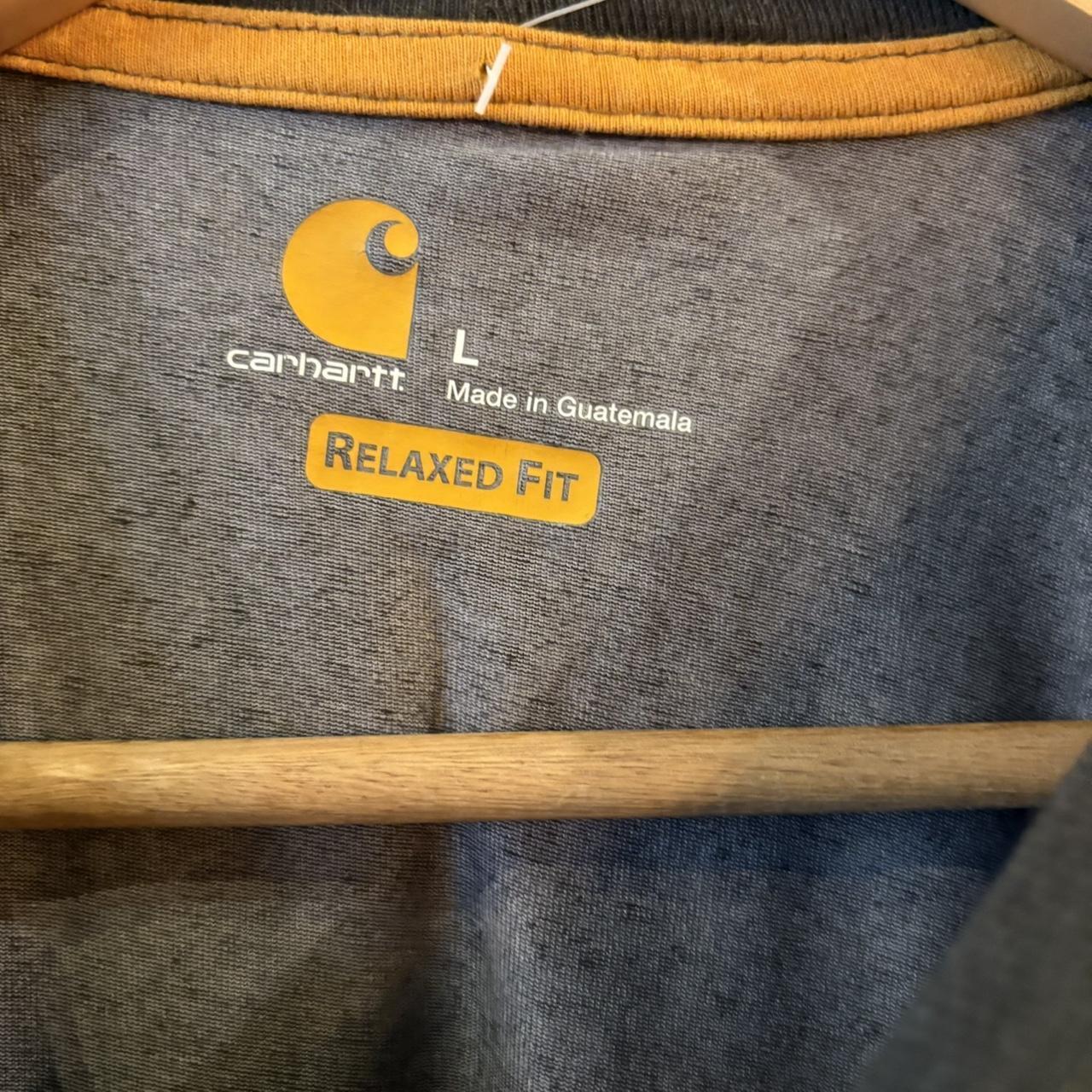 TEE526F - Vintage Retro Essential Grey Carhartt Pocket Longsleeve Top Tee T-shirt with embroidered patch logo #skater #workwear  #carhartt #y2k #longsleeve