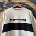Vintage Reebok Sweatshirt Mens Medium Beige Membership Streetwear Pullover Jumper Top 90s Y2K 00s