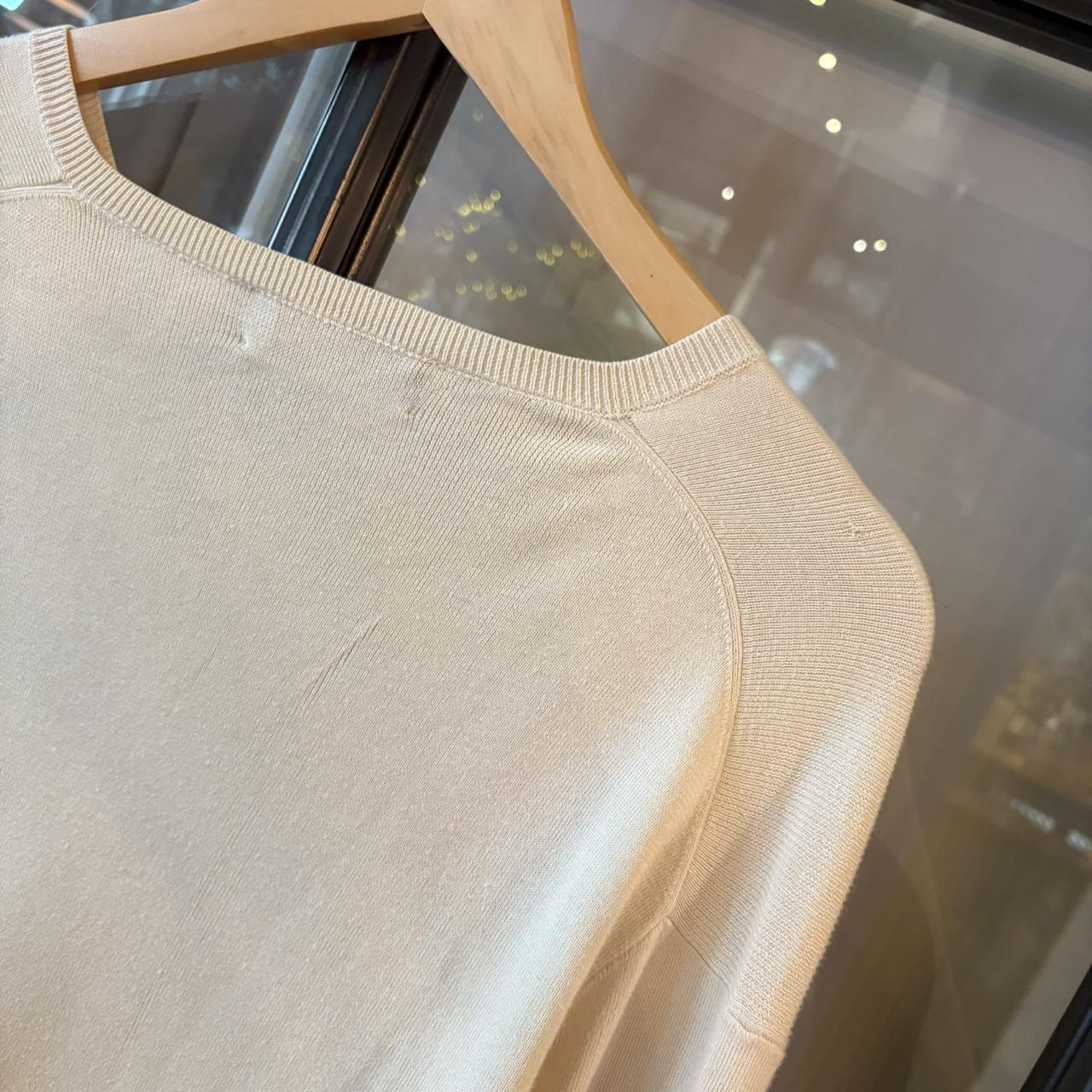 SWT574BR - Vintage Retro Essential Beige Polo Ralph Lauren sweatshirt v-neck knit Jumper #poloralphlauren #preppy #knitjumper #knitted