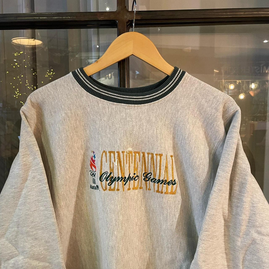 B0425A18BR - Vintage Retro Essential Grey Champion reverse weave Centennial Olympic Games Atlanta 1996 Olympics Crewneck Jumper Sweatshirt with embroidered logo #90s #sportswear #atlanta #olympics #champion