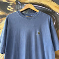 Carhartt WIP T shirt Mens Large Blue Garment Dyed Nelson Pocket Skate Workwear Baggy Tee Top 90s Y2K 00s