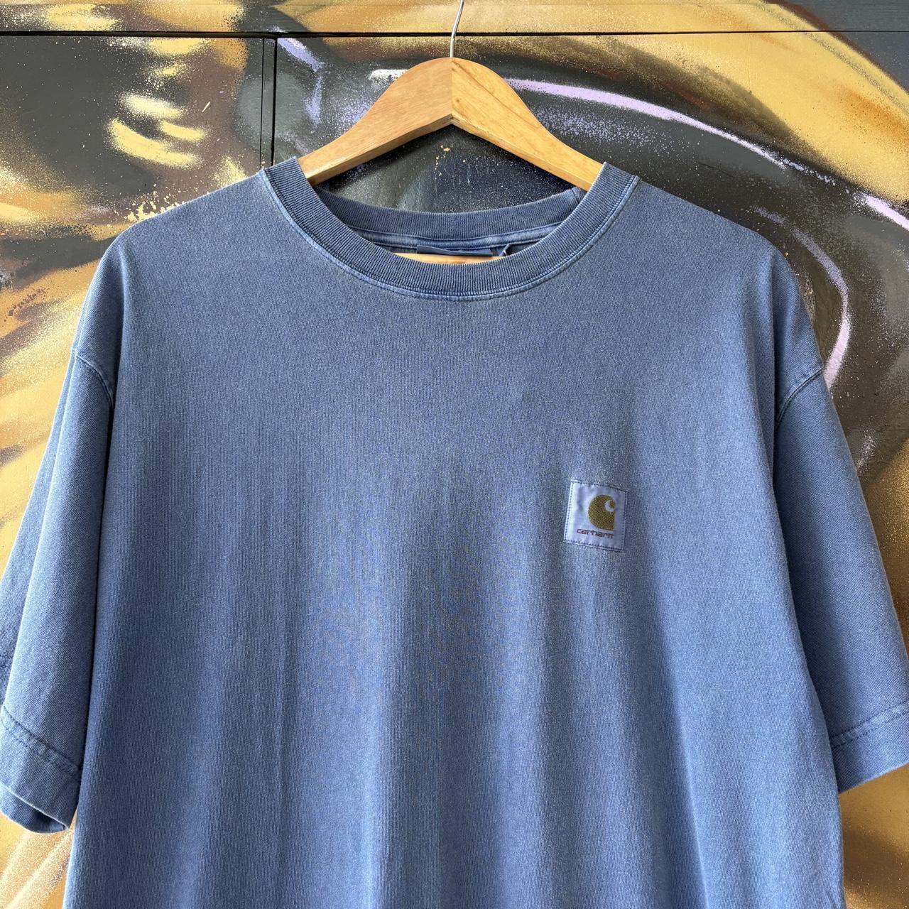 Carhartt WIP T shirt Mens Large Blue Garment Dyed Nelson Pocket Skate Workwear Baggy Tee Top 90s Y2K 00s