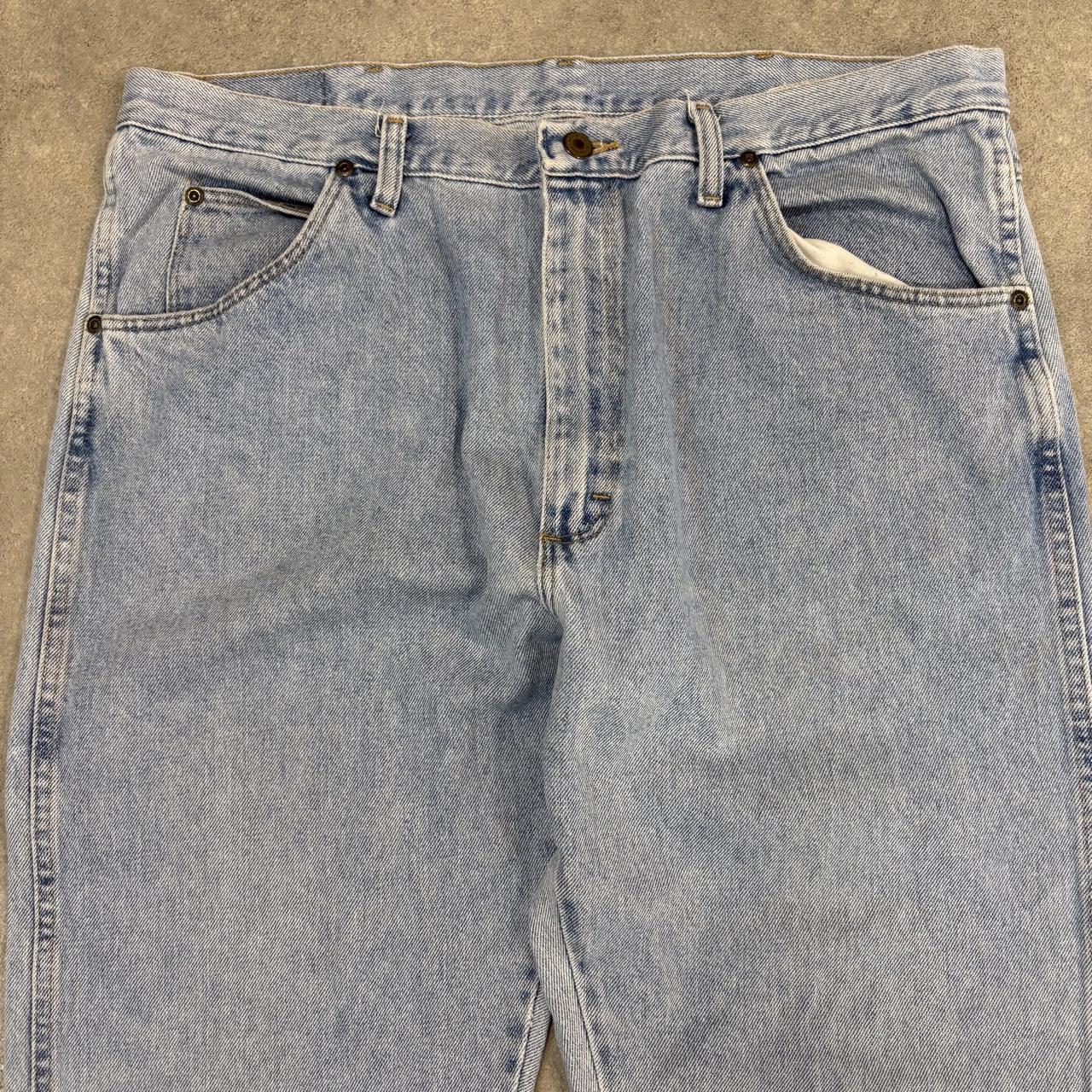 Vintage Wrangler Jeans Mens 38x30 Light Wash Denim Wash Straight Leg Trousers Cowboy Western USA 90s Y2K