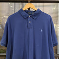 MES2710GB-F - Vintage Retro Ralph Lauren Plain Blue Polo Shirt Short Sleeve collared button up top  #Y2K #preppy #chiefkeef #oldmoney #ralphlauren