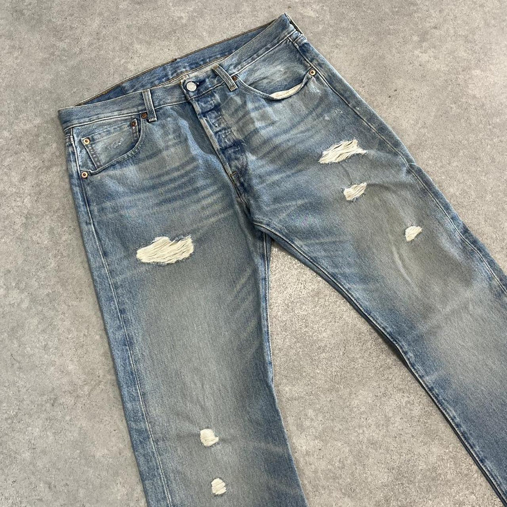 Levi’s 501 Distressed Light Wash Denim Jeans