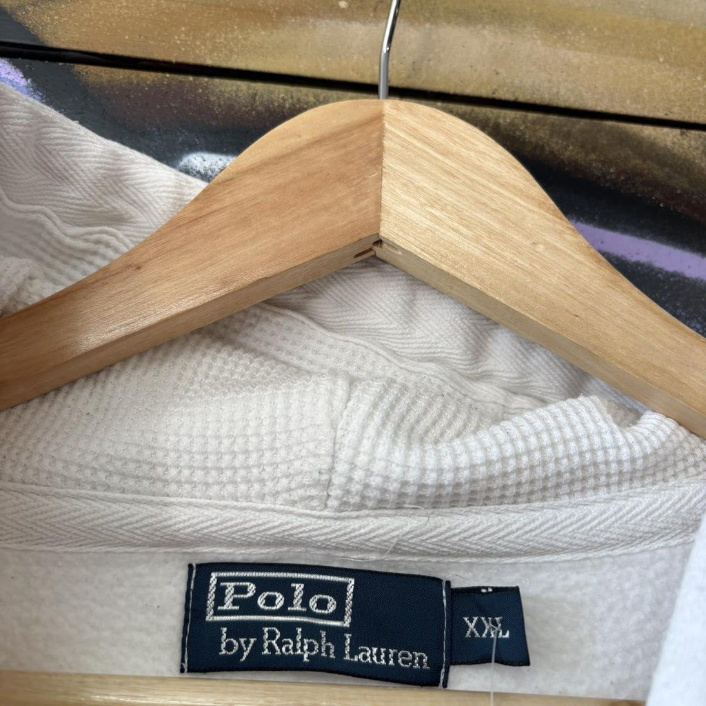 Vintage Ralph Lauren Mens XXL White Full Zip Up Hoodie Old Money Preppy Y2K 90s
