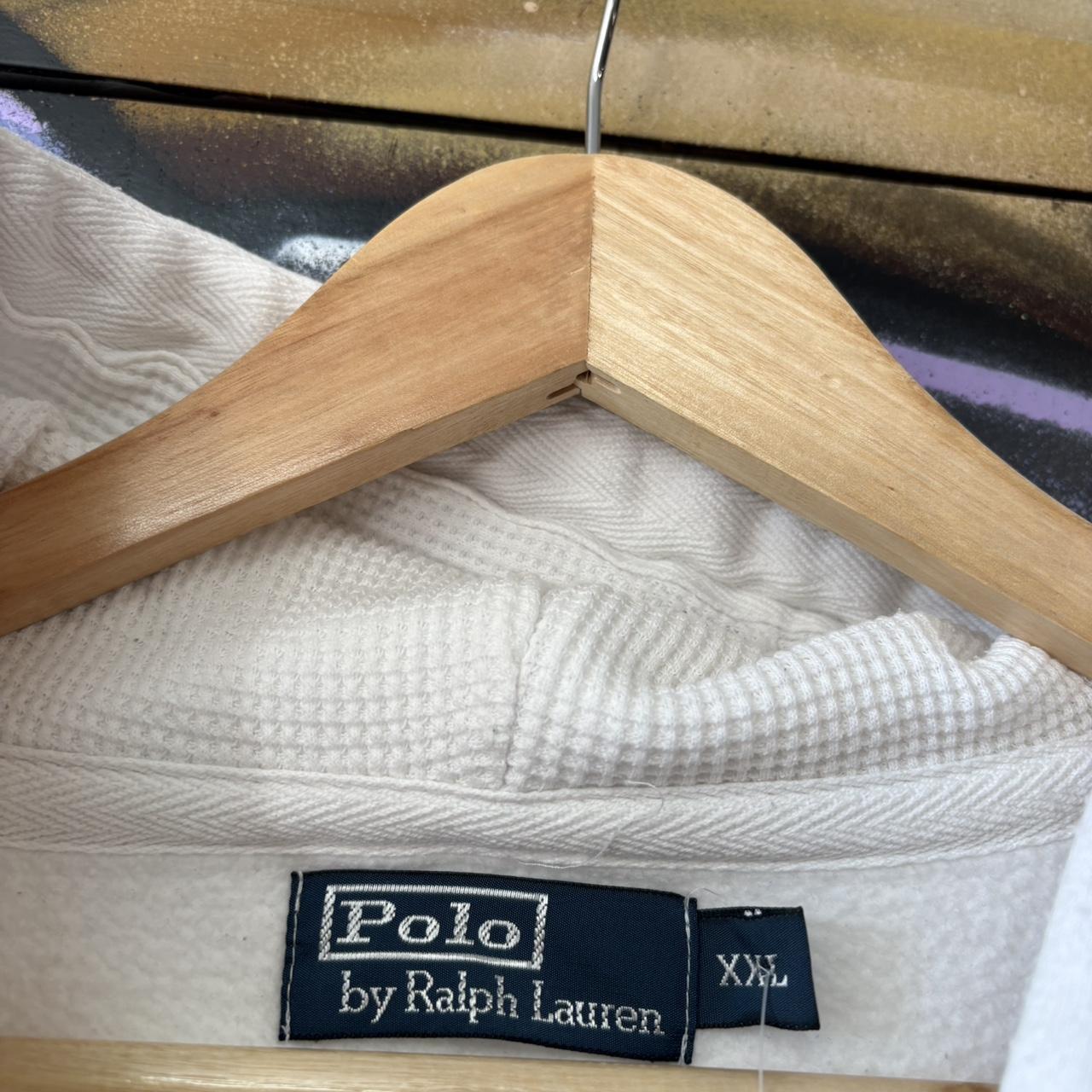 Vintage Ralph Lauren Mens XXL White Full Zip Up Hoodie Old Money Preppy Y2K 90s