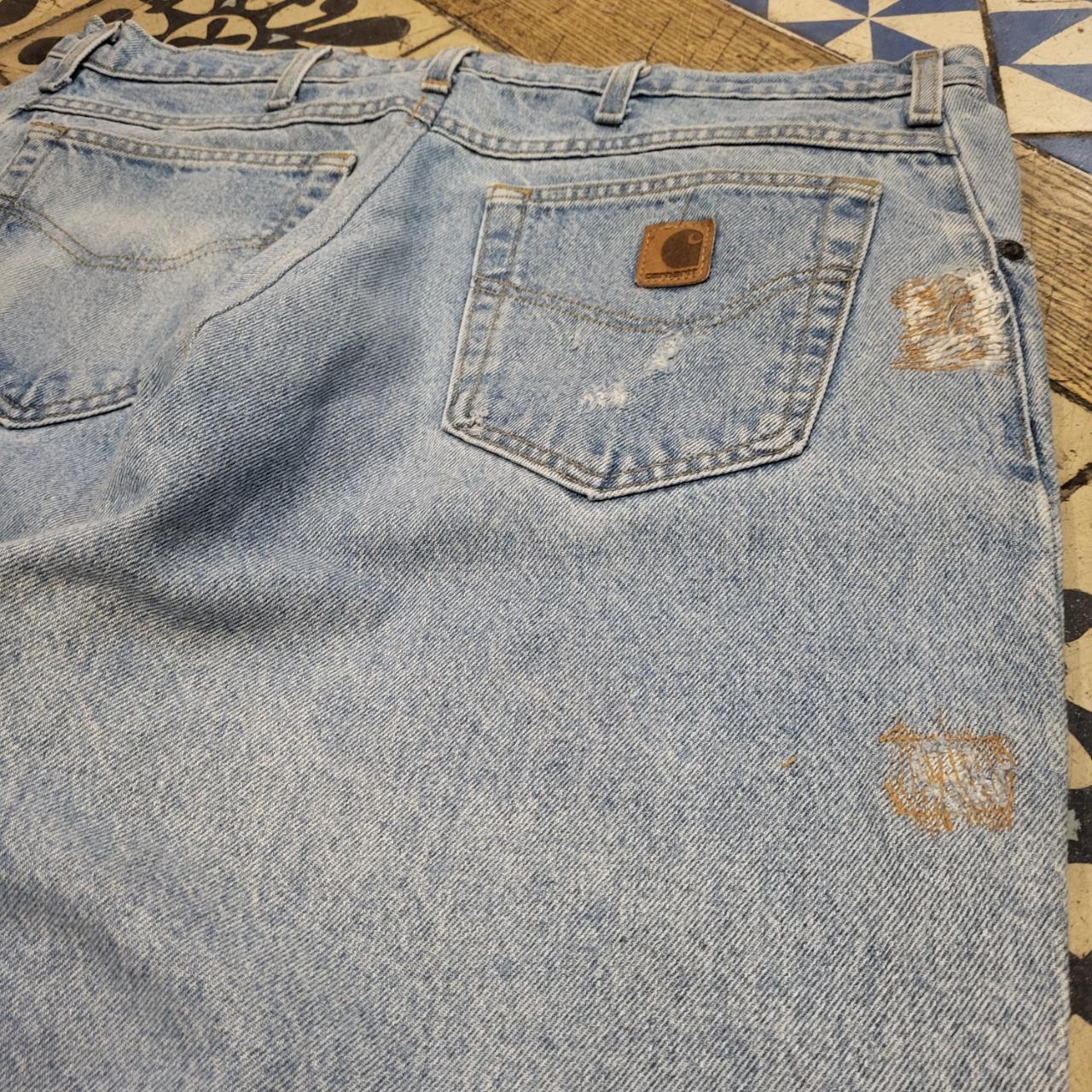 JNS1013BR - Vintage retro essential  Carhartt Straight Leg Blue Wash Denim Jeans Trousers pants #denim #skater #denimjeans #y2k #carhartt