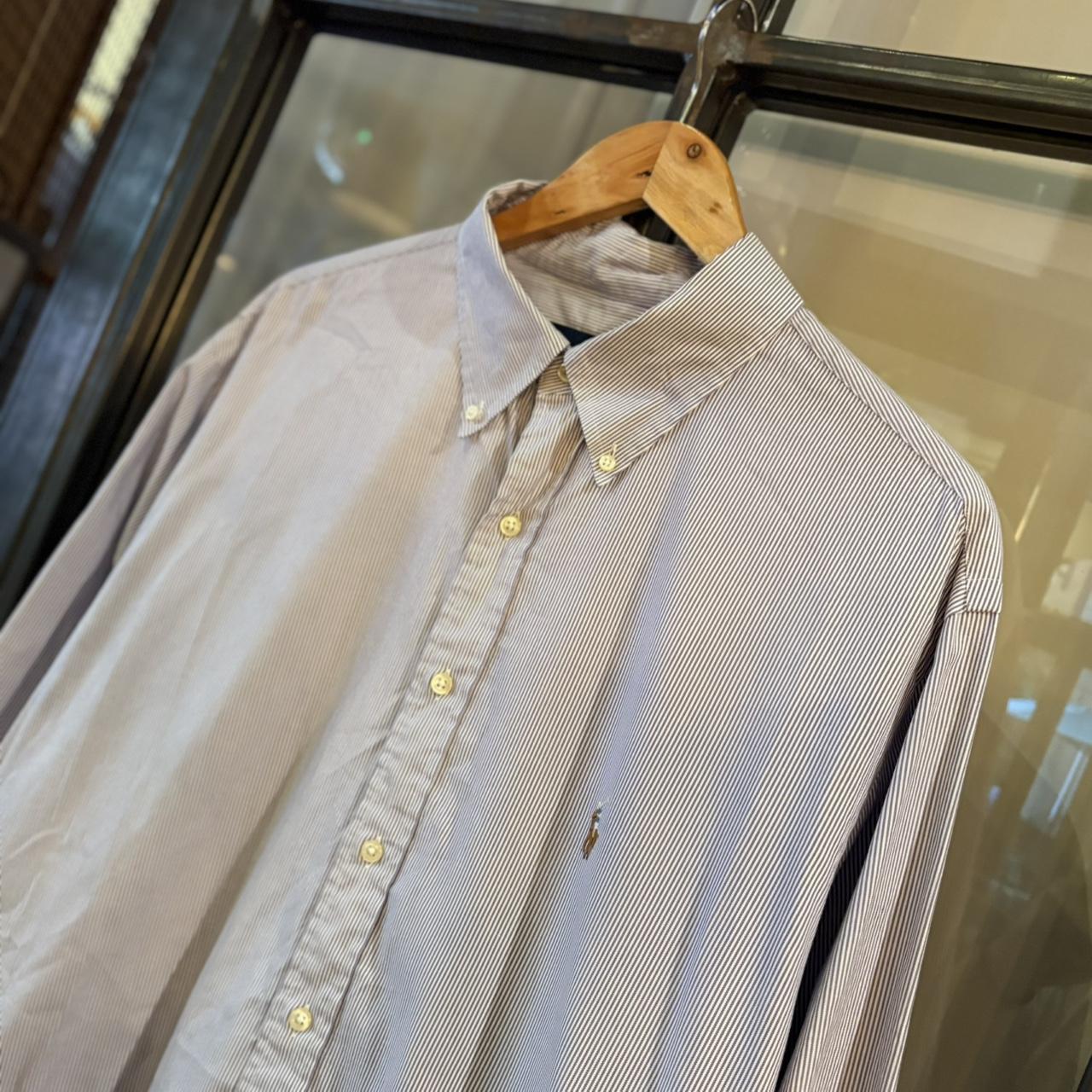 RLS211F - Vintage Ralph Lauren Purple Pinstripe Longsleeve collared button up polo shirt top #Y2K #preppy #chiefkeef #smartcasual #oldmoney