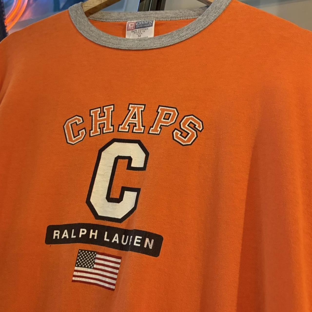 BR2804EL-P - Vintage Retro Essential Orange Chaps Ralph Lauren Graphic Print Top Tee T-shirt #90s #graphic #ringer #chaps #ralphlauren