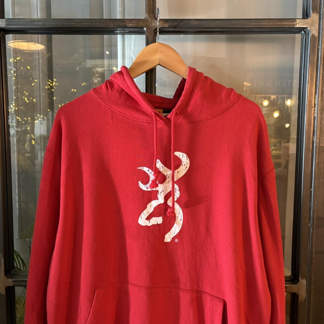 Vintage Retro Essential Red Browning Sweatshirt Hoodie with big spellout print logo #90s #sportswear #essential #browning #y2k
