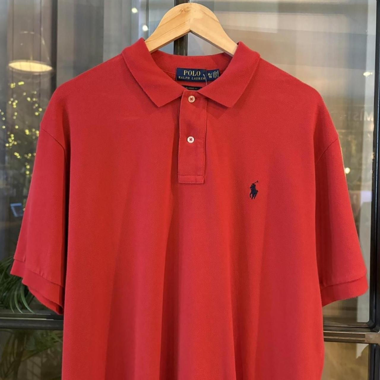 POL421F - Vintage Retro Ralph Lauren Plain Red Polo Shirt Short Sleeve collared button up top  #Y2K #preppy #chiefkeef #oldmoney #ralphlauren