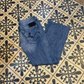 0325C99UF - Vintage retro essential Diesel RYOTH Bootcut Blue Wash Denim Jeans Trousers pants with embroidered back pocket detailing #denim #bootcut #diesel #y2k #embroidered