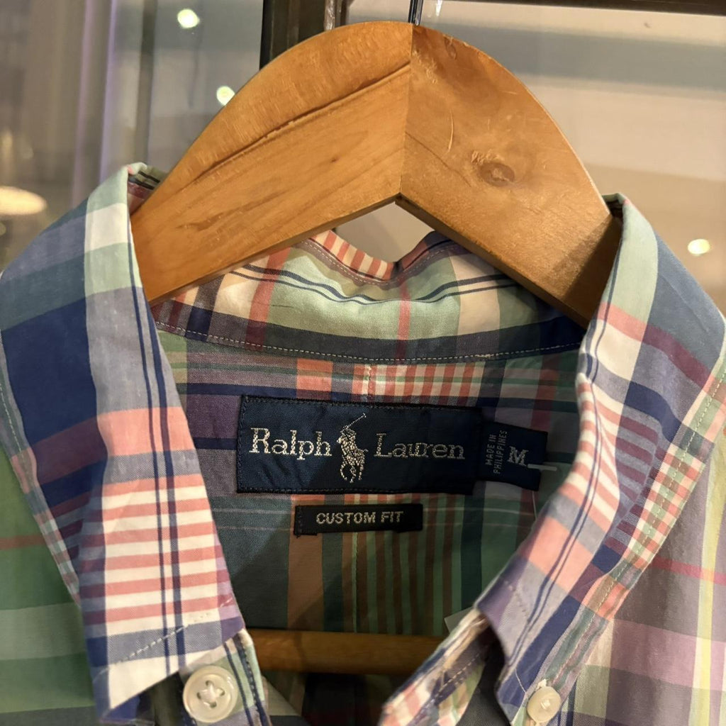 RLS120-P - Vintage Ralph Lauren Turquiose Blue Check Longsleeve shirt collared button up top #Y2K #preppy #chiefkeef #smartcasual #oldmoney
