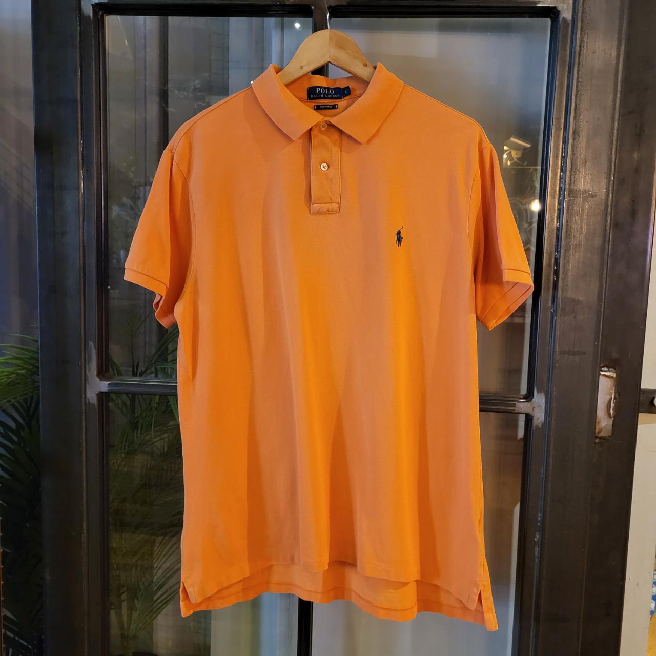 POL051 - Vintage Ralph Lauren Orange Polo Shirt Short Sleeve collared button up top #Y2K #preppy #chiefkeef