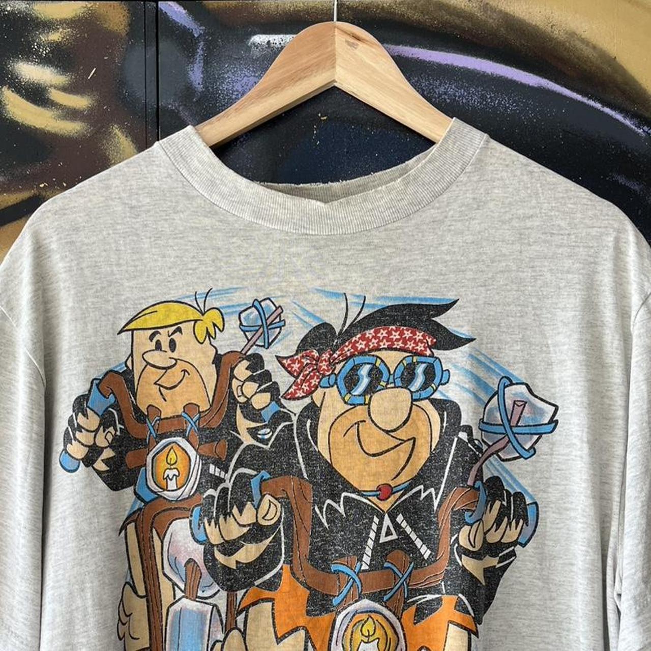 1990s Flintstones Biker AOP Graphic Tee breakthrough graphic cartoon film tv