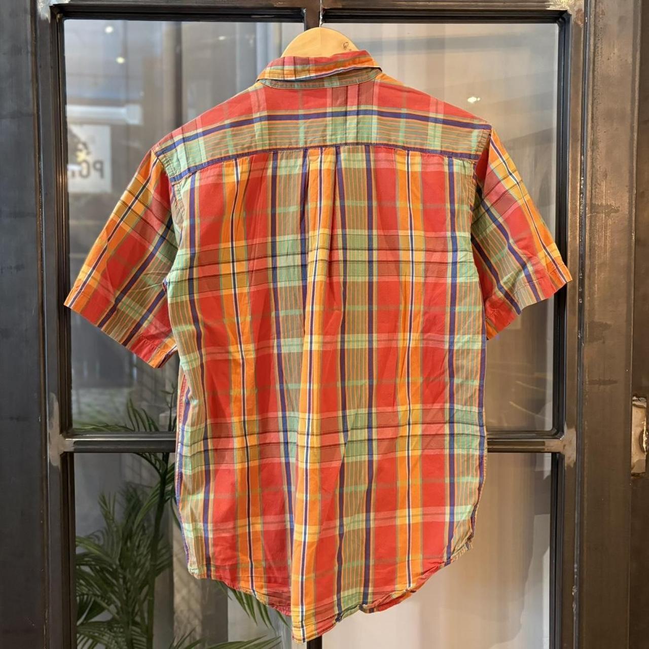 Vintage Ralph Lauren Orange Check Polo Shirt Short Sleeve collared button up top  #Y2K #preppy #chiefkeef #oldmoney #ralphlauren