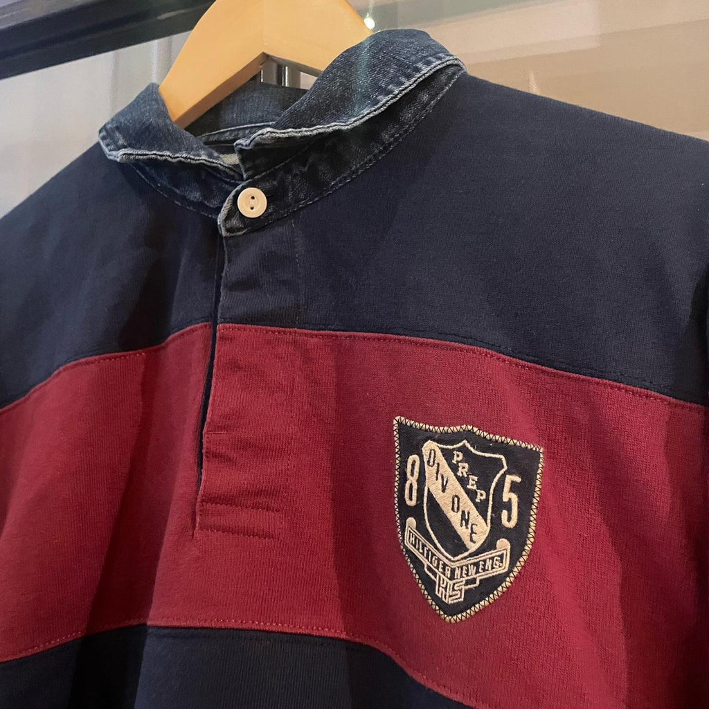 SWT542F - Vintage Retro Tommy Hilfiger Rugby Jersey Longsleeve Polo Shirt collared button up top  #Y2K #preppy #chiefkeef #oldmoney #tommy