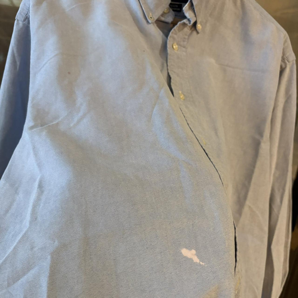 BR1209AV-F - Vintage Ralph Lauren Blue Plain Longsleeve collared button up polo shirt top #Y2K #preppy #chiefkeef #smartcasual #oldmoney
